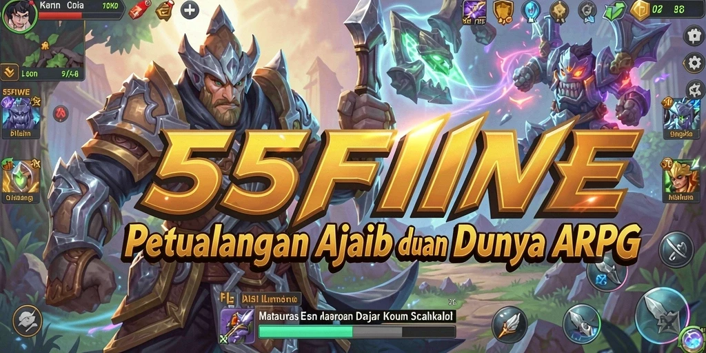 Tampilan seru gameplay ARPG di 55FIVE dengan pertarungan yang intens.