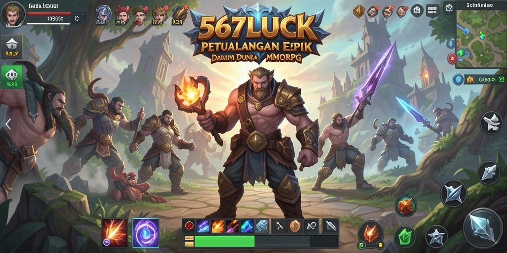 Screenshot 567LUCK menampilkan pertempuran seru dalam dunia MMORPG yang luas.