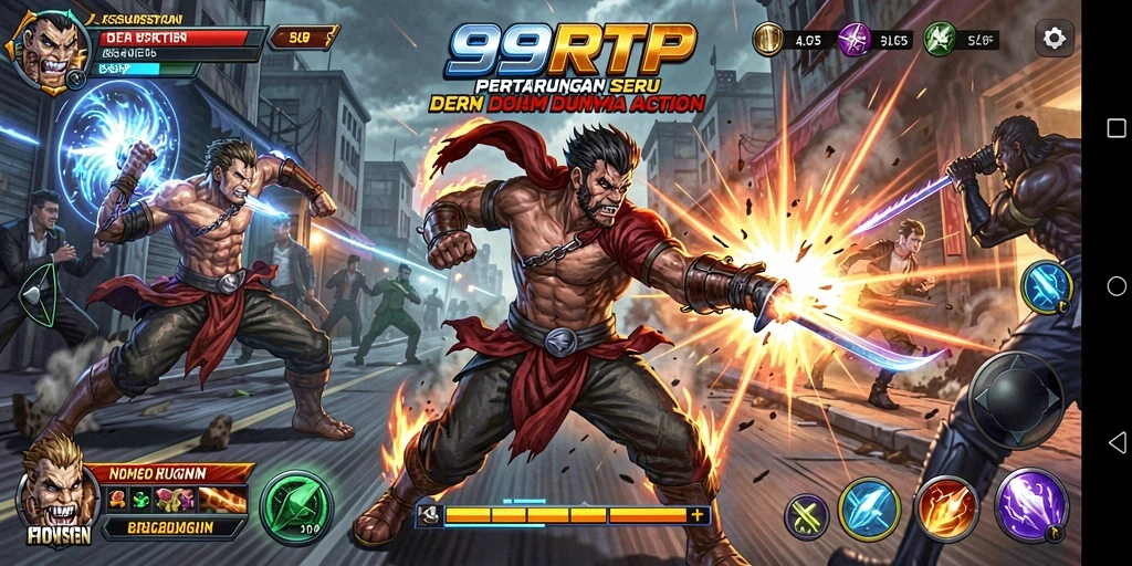 Tangkapan layar gameplay <strong>99RTP</strong> menampilkan aksi perkelahian yang mendebarkan.