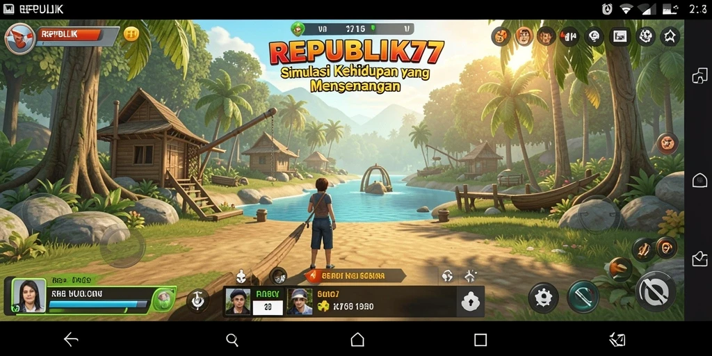 Screenshot gameplay REPUBLIK77 menunjukkan interaksi dinamis dan pemandangan menarik.