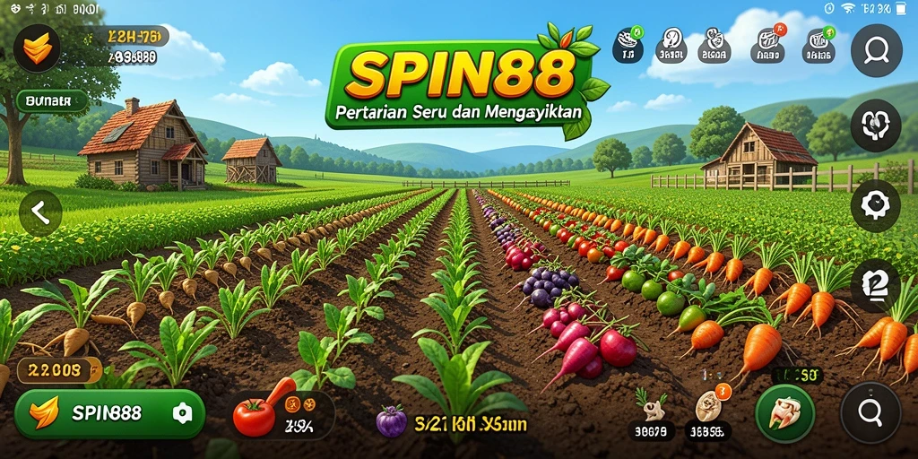 Tampilan gameplay SPIN88 dengan aktivitas bertani yang menarik.