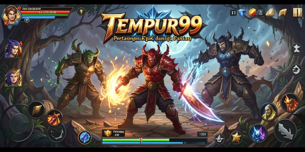 Penggambaran intens gameplay RPG TEMPUR99 yang memukau.