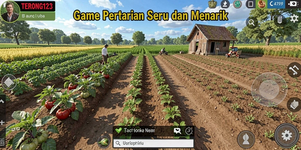 Tampilan gameplay seru saat bertani dan merawat hewan.