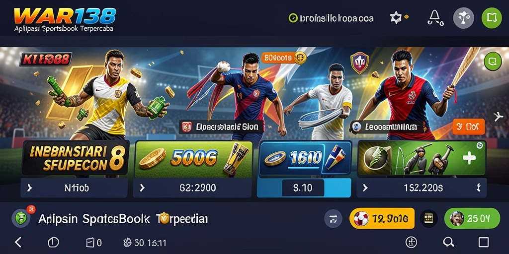 Screenshot utama WAR138 menampilkan pengguna yang memasang taruhan di pertandingan olahraga.